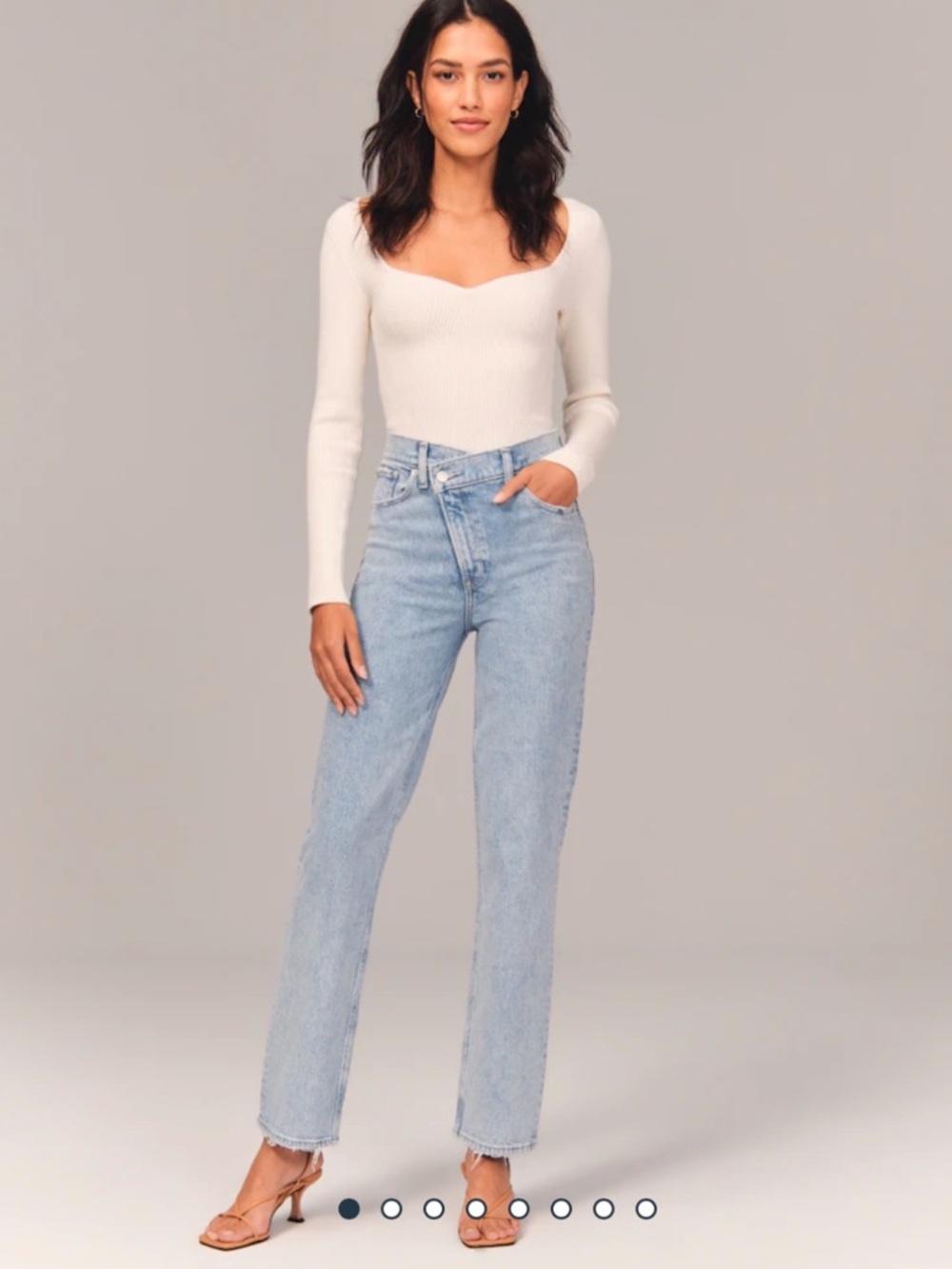 Abercrombie High-Rise Straight Leg Jeans in Light Blue